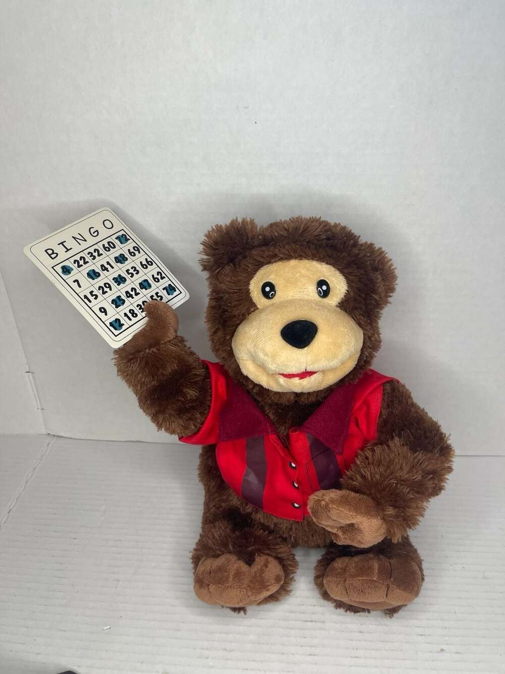 (Fully Works) Mills 2009 Bingo Playing Bear Plush Five Across I'm The Boss Rare